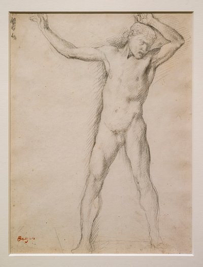 Naked Face, Arms Raised by Edgar Degas