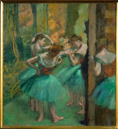 Pink and green dancers by Edgar Degas