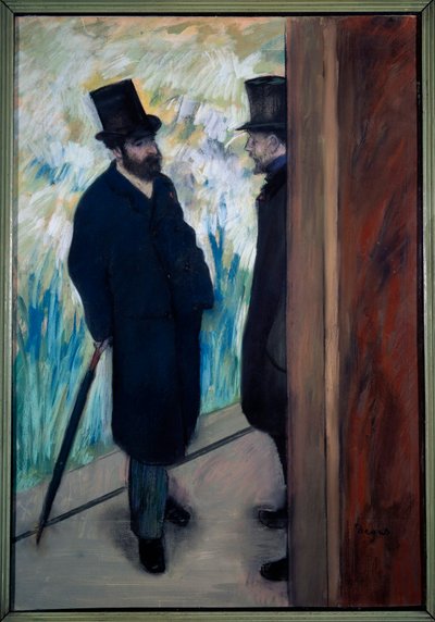 Portrait of Playwright and Librettist Ludovic Halevy and Albert Boulanger-Cave Behind the Scenes of the Opera. Pastel by Edgar Degas (1834-1917) 1879. Paris, Musee d