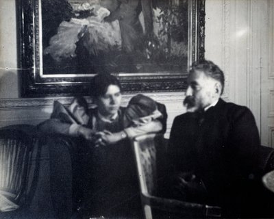 Portrait of the writer Stephane Mallarme and Paule Gobillard, niece by Berthe Morisot (Photography by Edgar Degas) by Edgar Degas