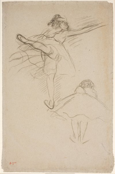 Two Studies of Dancers. Upper: Dancer Standing on Left Leg; Lower: Bent Forward Dancer Seen from the Back by Edgar Degas