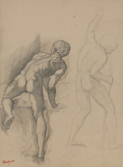 Two Nude Men by Edgar Degas