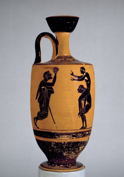 Attic Black-Figure Lekythos Decorated with an Old Man Throwing a Ball to a Youth by Edinburgh Painter