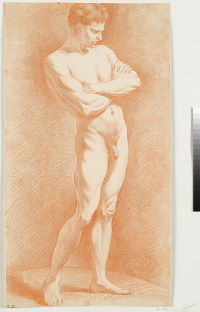 Standing Male Nude with Crossed Arms Facing Right by Edmé Bouchardon