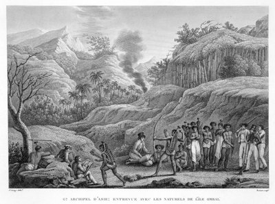 Great Asian Archipelago: French explorers with natives on the Island of Ombai by Edme Bovinet