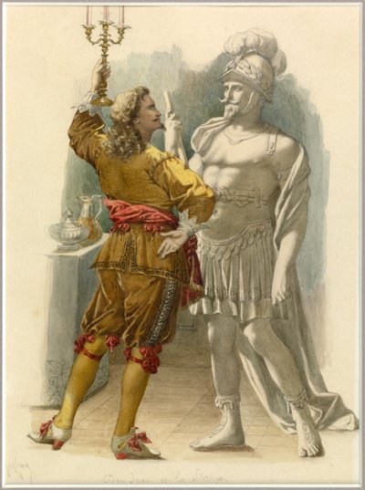 Portrait of Dom Juan and the statue by Edmond Aime Florentin Geffroy