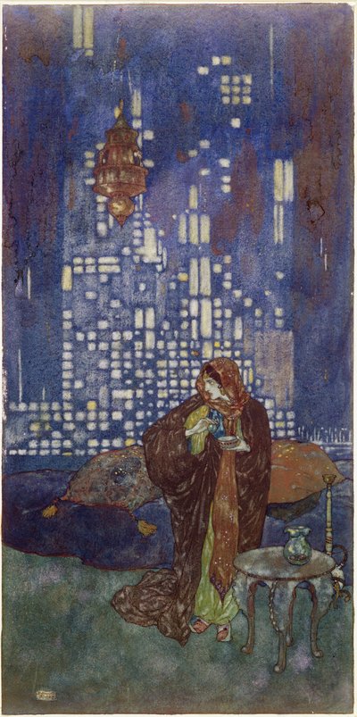 The cup of wine which she gives him each night contains a sleeping draught, illustration to 