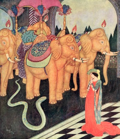When Grannmia Saw Her Strange Lover, She Alone Remained Calm and Courageous by Edmund Dulac