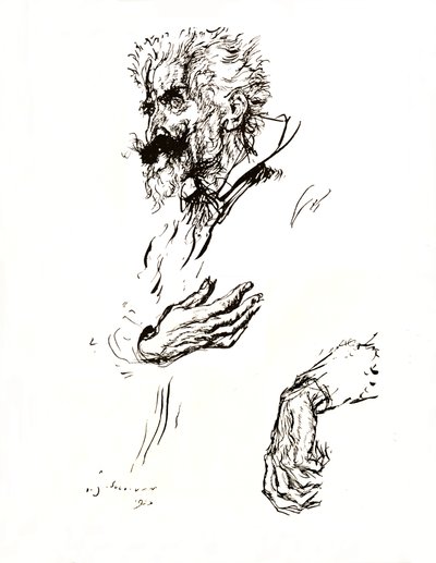 Don Quixote. Pen Sketch from Line: An Art Study by Edmund Joseph Sullivan