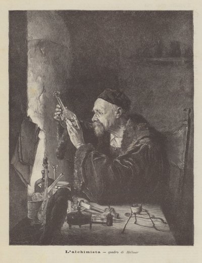 The Alchemist, painting by Hellmer by Edmund Ritter von Hellmer