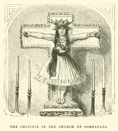 The Crucifix in the Church of Combapata by Edouard (after) Riou