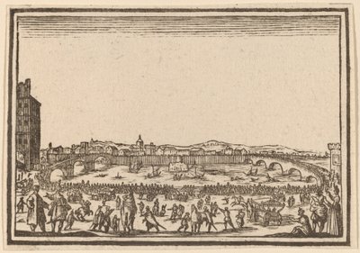 Fireworks on the Arno, Florence by Edouard Eckman after Jacques Callot