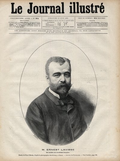 Portrait of Ernest Lavisse (1842-1922), French Historian and Academician (engraving by Navellier in 