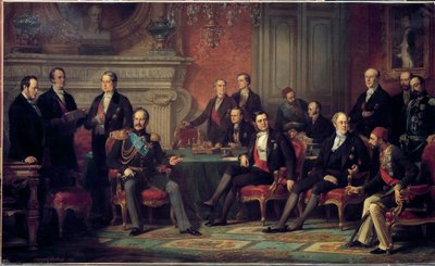 The Paris Congress from 25 February to 30 March 1856 met at the end of the Crimee War, by Napoleon III with the Foreign Ministers of the European States by Edouard Louis Dubufe