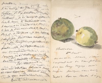 A Letter to Eugène Maus, Decorated with Two Apples by Édouard Manet
