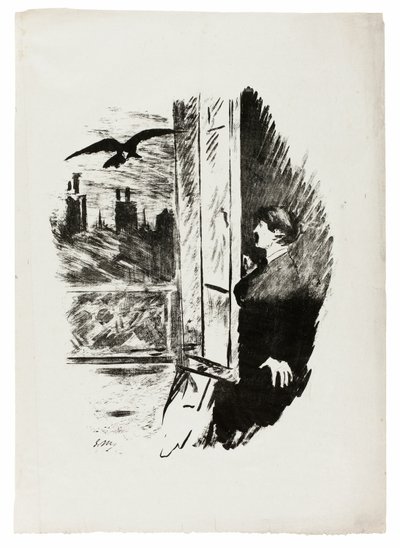 At the Window ("Open here I flung the shutter..."), from The Raven (Le Corbeau) by Édouard Manet