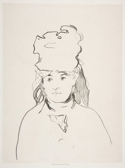 Berthe Morisot in silhouette, 1872-74, published 1884 by Édouard Manet