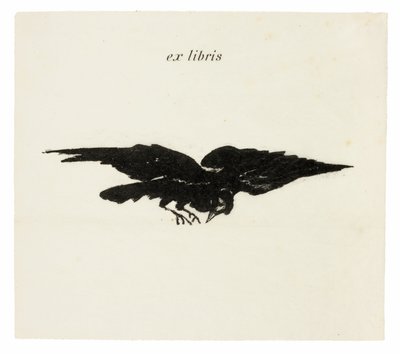 Flying Raven: ex libris, from The Raven by Édouard Manet