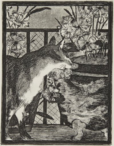 The Cat and the Flowers by Édouard Manet