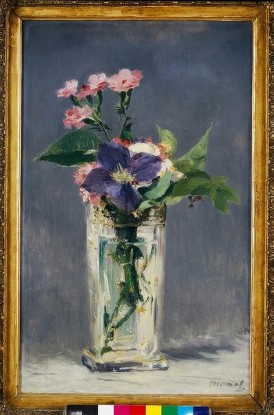 Carnations and Clematis in a Crystal Vase by Édouard Manet
