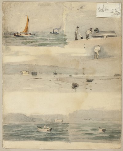 Sketches of Marine Scenes; Two Sketches: Beside Stormy Coast, Cloudy Seascape by Édouard Manet