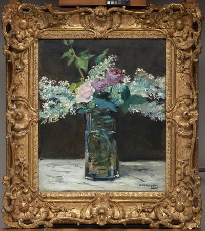 Vase of White Lilacs and Roses by Édouard Manet