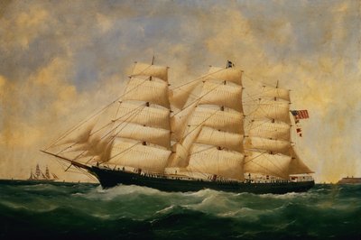 The US Sailing Ship, Servia off Le Havre by Edouard Marie Adam