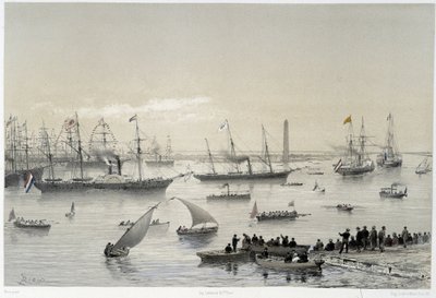 Entry of the Sovereign in the Suez Canal at Port Said in “Inauguration of the Suez Canal by G. Nicole. 1869 by Edouard Riou