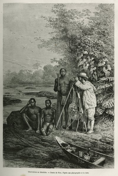 Observation at theodolite (engraving after a drawing by Riou, to illustrate the story 