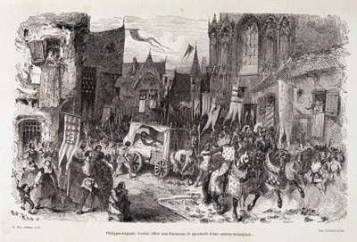 Philippe Auguste Wanted to Offer Parisians the Spectacle of a Triumphant Start, 12th Century by Edouard Riou