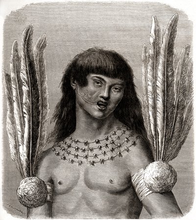 Portrait of a Ticuna Indian from Peru by Edouard Riou