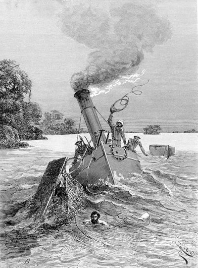 Sinking of the steam boat. In 