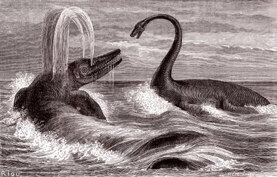 The Ichthyosaurus and the Plesiosaurus by Edouard Riou