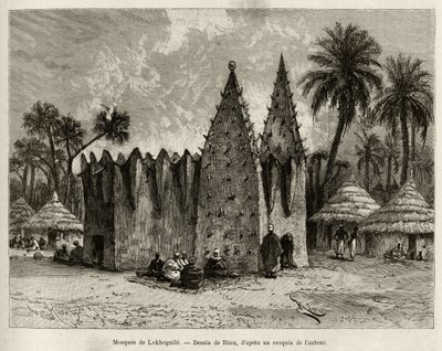 The mosque of Lokhognile. Engraving by Riou, to illustrate the story From Niger to the Gulf of Guinee by Captain Louis Gustave Binger by Edouard Riou