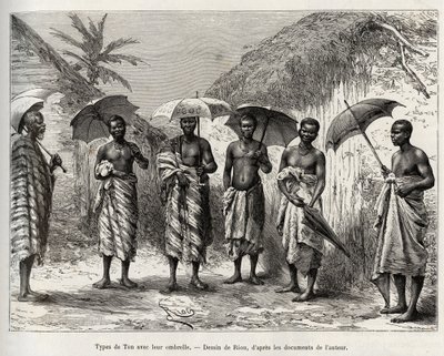 Tone type with their umbrella (engraving by Riou, to illustrate the story 