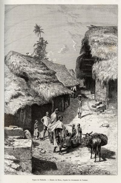 Types of Pakhala. Engraving by Riou, to illustrate the story From Niger to the Gulf of Guinee by Captain Louis Gustave Binger by Edouard Riou