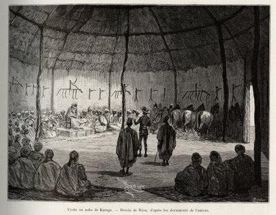 Visit to the Naba of Karaga. Engraving by Riou, to illustrate the story From Niger to the Gulf of Guinee by Captain Louis Gustave Binger by Edouard Riou