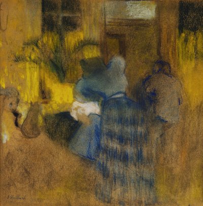 Interior Yellow and Blue, Cat and Child by Edouard Vuillard