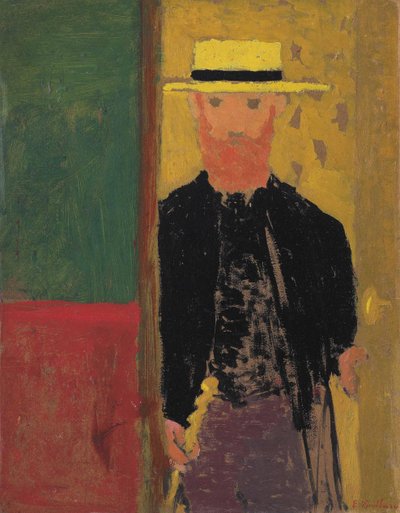 Self-Portrait with a straw hat by Edouard Vuillard