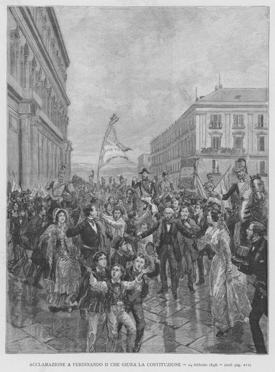 Acclamation to Ferdinand II Swearing the Constitution, February 24, 1848 (engraving) by Edouardo Matania