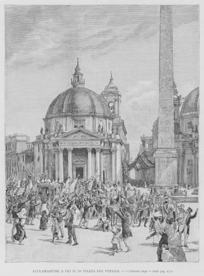 Acclamation to Pius IX in Piazza del Popolo by Edouardo Matania