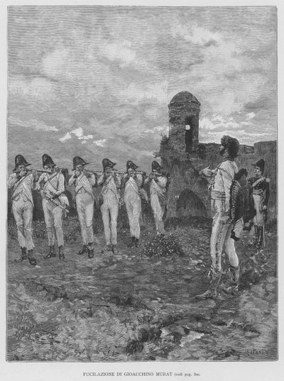 Execution of Joachim Murat (engraving) by Edouardo Matania