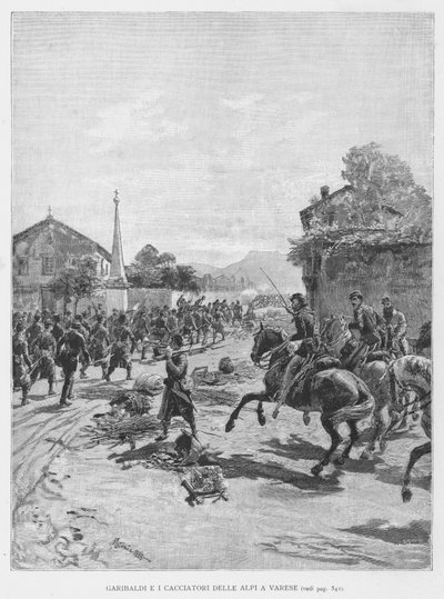 Garibaldi and the Hunters of the Alps in Varese by Edouardo Matania