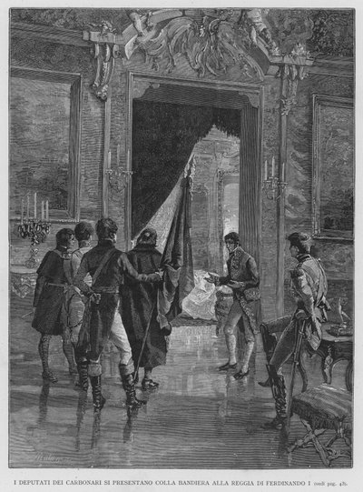 The Deputies of the Carbonari Present the Flag to the Palace of Ferdinand I by Edouardo Matania