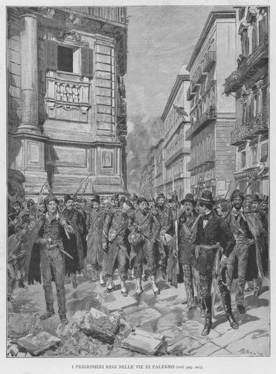 Royal Prisoners in the Streets of Palermo (engraving) by Edouardo Matania