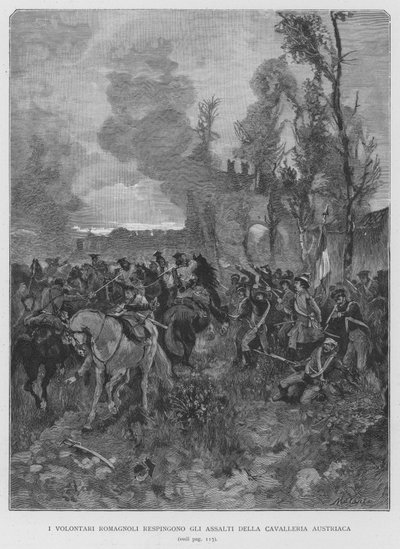 The Romagna Volunteers Repel the Attacks of the Austrian Cavalry by Edouardo Matania