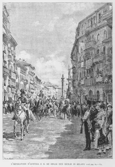 The Emperor of Austria and the King of the Two Sicilies in Milan (engraving) by Edouardo Matania