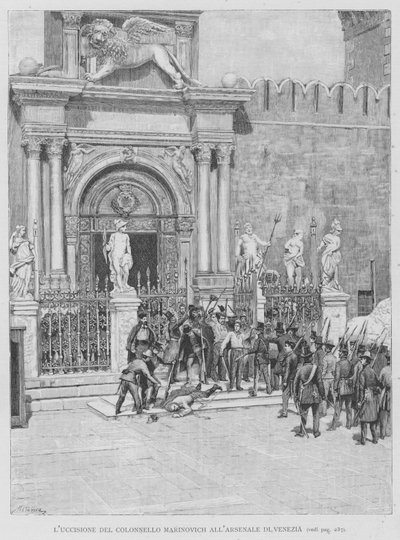 The Killing of Colonel Marinovich at the Venice Arsenal by Edouardo Matania