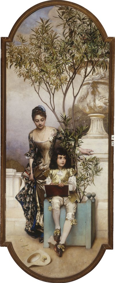 Mother and Child Sketching in the Park by Eduard Charlemont