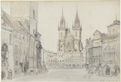 Týn Church and Town Hall in Prague by Eduard Gaertner
